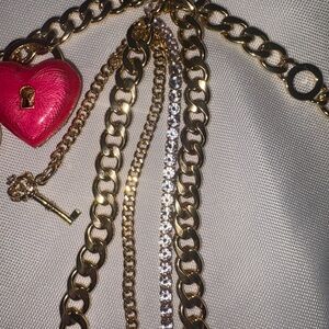 Juicy Couture Gold and Pink Chain Belt Y2K Revival NWT